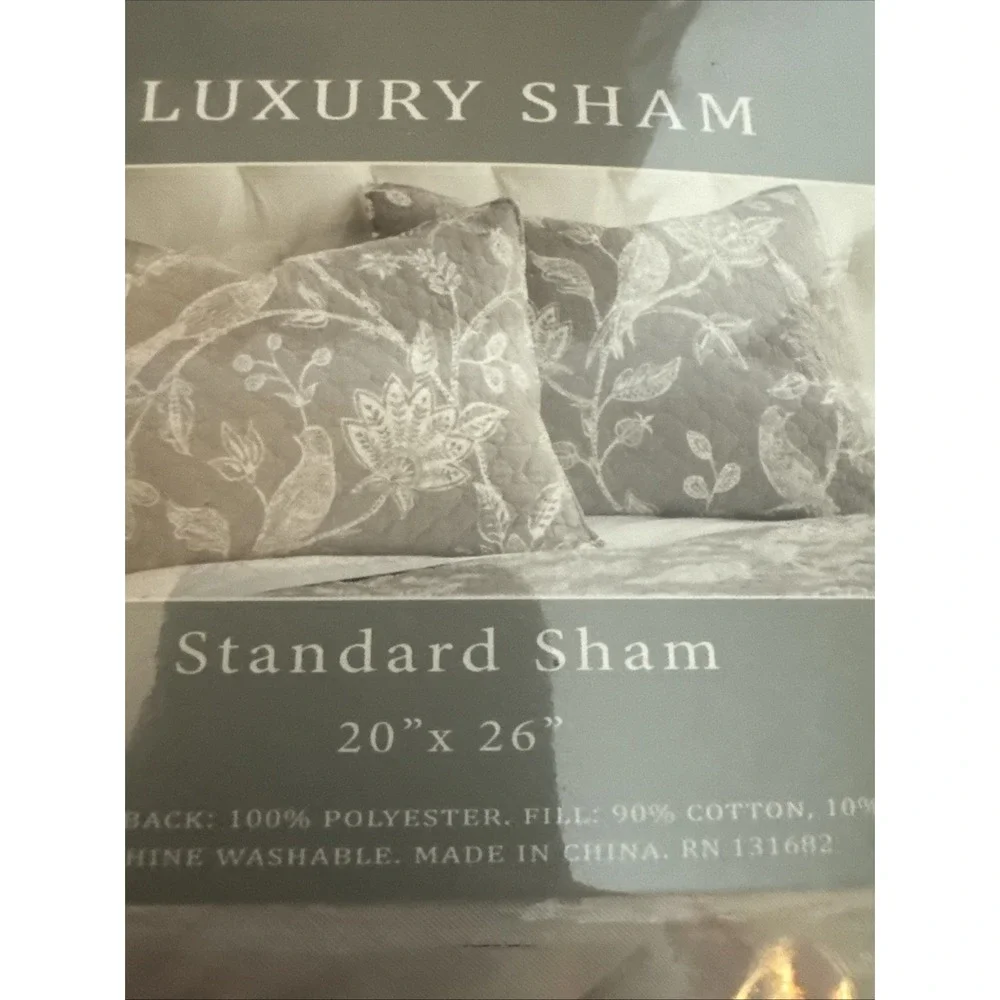 Tanzie Luxury Sham Standard 20 X 26 Purple Embroidered Flowers Quilted-2